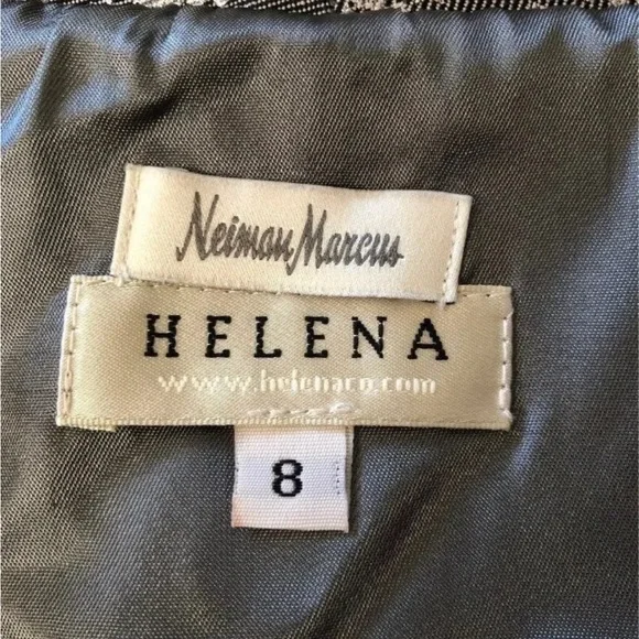 Helena Neiman Marcus buttons front gray& silver w/lace outwear coat dress Size:8